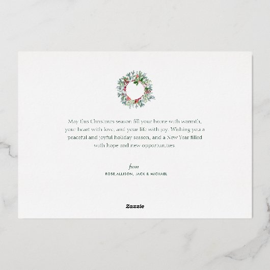 Warm tijding Vrolijk Kerstfeest Folie Feestdagenkaart (Achterkant)