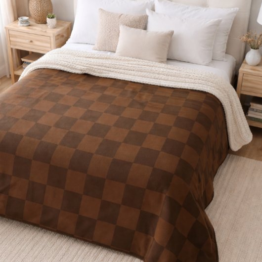 Warm Timeless Rich Brown and Dark Brown Earthy Fleece Deken