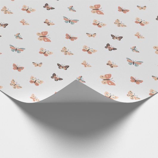 Warm Tone Butterfly Pattern Wrapping Paper Cadeaupapier (Hoek)