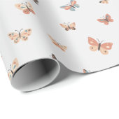 Warm Tone Butterfly Pattern Wrapping Paper Cadeaupapier (Rol Hoek)