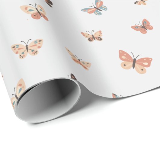 Warm Tone Butterfly Pattern Wrapping Paper Cadeaupapier (Rol Hoek)