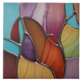 Warm Tone Faux Glas in lood Mozaïek Abstracte Kuns Tegeltje (Voorkant)