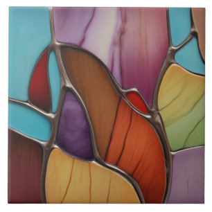 Warm Tone Faux Glas in lood Mozaïek Abstracte Kuns Tegeltje