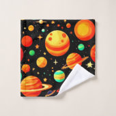 Warm-Toned Cosmic Cartoon Art Bad Handdoek (Wasdoekje)