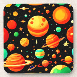 Warm-Toned Cosmic Cartoon Art Bier Onderzetter
