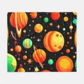 Warm-Toned Cosmic Cartoon Art Fleece Deken (Voorkant (Horizontaal))