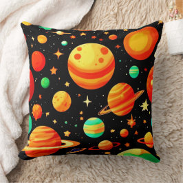 Warm-Toned Cosmic Cartoon Art Kussen