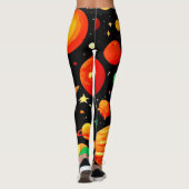 Warm-Toned Cosmic Cartoon Art Leggings (Achterkant)
