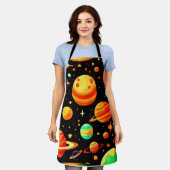 Warm-Toned Cosmic Cartoon Art Schort (Gedragen)