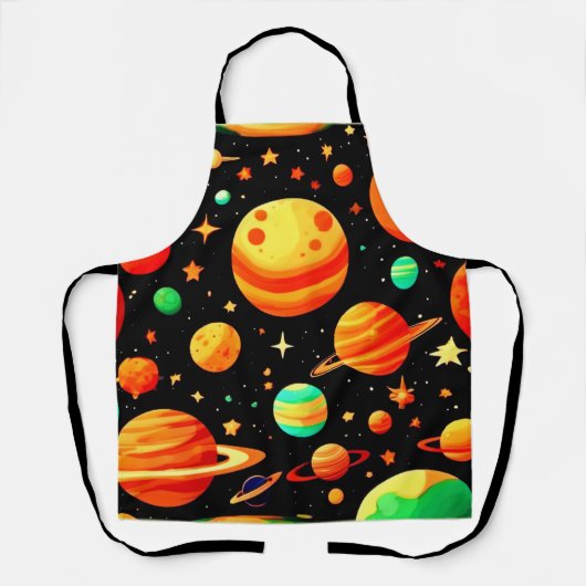 Warm-Toned Cosmic Cartoon Art Schort (Voorkant)