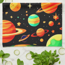 Warm-Toned Cosmic Cartoon Art