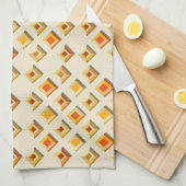 Warm toned embossed geometric diamond pattern theedoek (Quarter Fold)