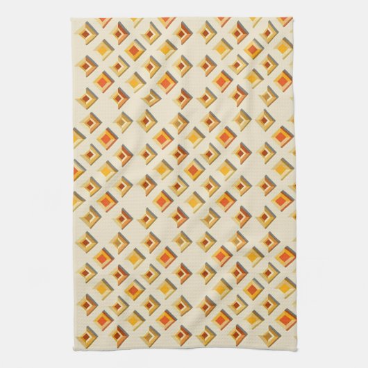 Warm toned embossed geometric diamond pattern theedoek (Verticaal)