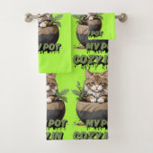 Warm Tones Kitten Pot Delight Bad Handdoek (Insitu)