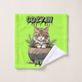 Warm Tones Kitten Pot Delight Bad Handdoek (Wasdoekje)