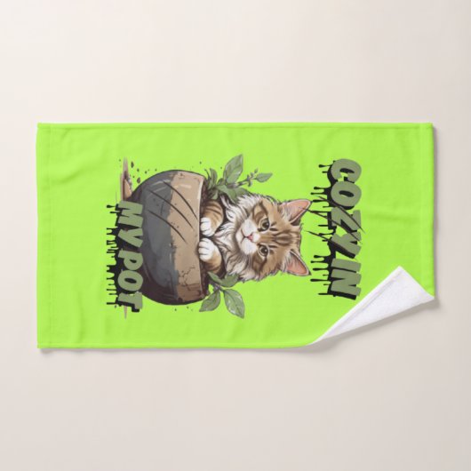 Warm Tones Kitten Pot Delight Bad Handdoek (Handdoek)