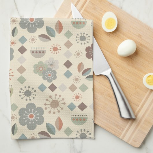 Warm Tones Natuur Mid Century Modern Theedoek (Quarter Fold)