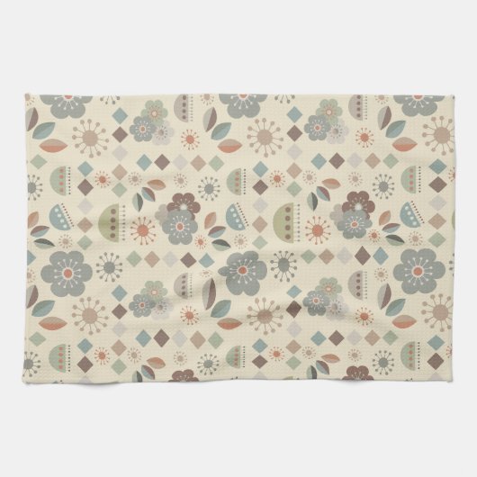 Warm Tones Natuur Mid Century Modern Theedoek (Horizontaal)