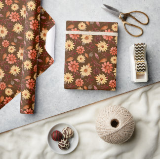 Warm Tones Zonnebloem Waterverf Patroon Cadeaupapier