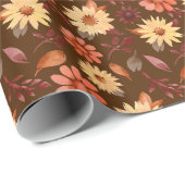 Warm Tones Zonnebloem Waterverf Patroon Cadeaupapier (Rol Hoek)