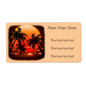 Warm Topical Sunset and Palm Trees Adress Label (Voorkant)