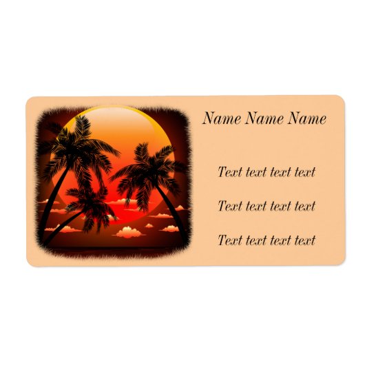 Warm Topical Sunset and Palm Trees Adress Label (Voorkant)