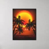 Warm Topical Sunset and Palm Trees Canvas Afdruk (Voorkant)
