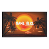 Warm Topical Sunset and Palm Trees Naambadge (Voorkant)