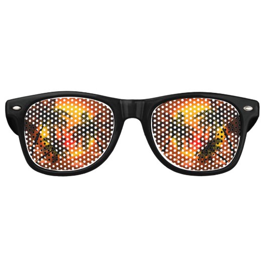 Warm Topical Sunset and Palm Trees Retro Zonnebril (Voorkant)