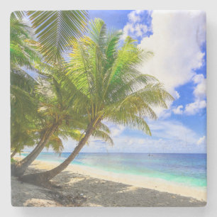 Warm Tropical Island Sandy Beach Palms Stenen Onderzetter
