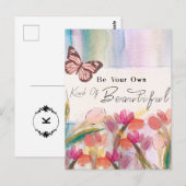 Warm Tulips en Butterfly Quote, aangepast monogram Briefkaart (Voorkant / Achterkant)