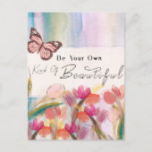 Warm Tulips en Butterfly Quote, aangepast monogram Briefkaart (Voorkant)
