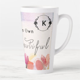 Warm Tulips en Butterfly Quote, aangepast monogram Latte Mok