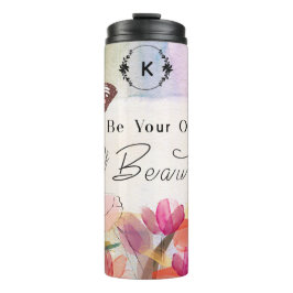 Warm Tulips en Butterfly Quote, aangepast monogram Thermosbeker