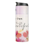 Warm Tulips en Butterfly Quote, aangepast monogram Thermosbeker (Geroteerd rechts)