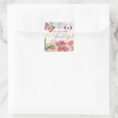 Warm Tulips en Butterfly Quote, aangepast monogram Vierkante Sticker (Tas)