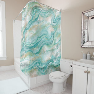 Warm Turquoise Marble Shower Curtain Douchegordijn