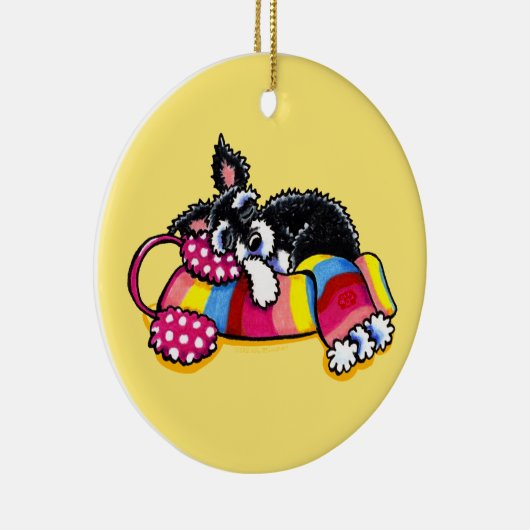 Warm Up Little Schnauzer Keramisch Ornament (Rechts)