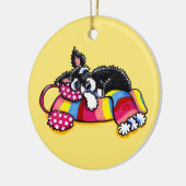 Warm Up Little Schnauzer Keramisch Ornament (Links)