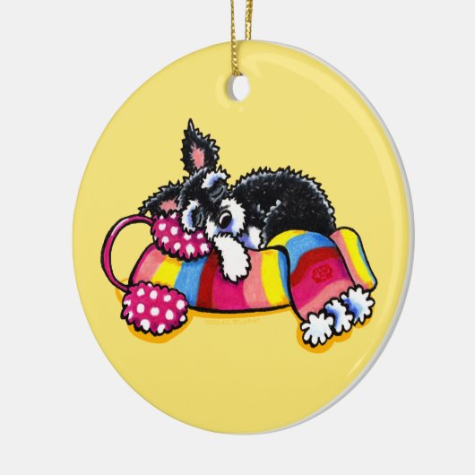 Warm Up Little Schnauzer Keramisch Ornament (Links)