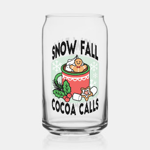 Warm Up Met Sneeuw Herfst Cacao Oproepen - Winter  Blikvorm Glas
