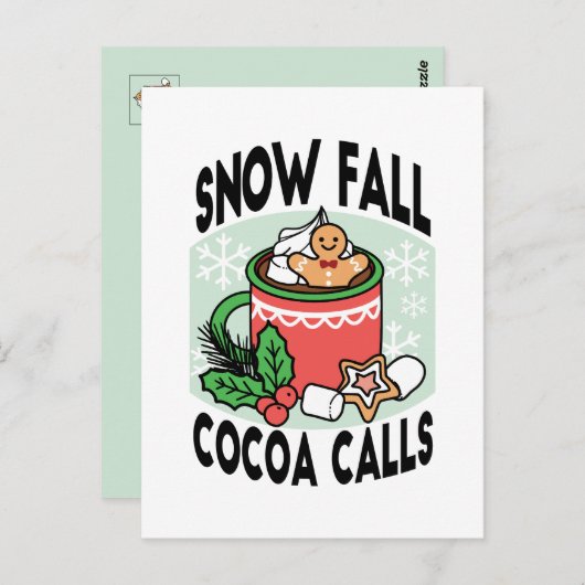 Warm Up Met Sneeuw Herfst Cacao Oproepen - Winter  Briefkaart (Voorkant / Achterkant)
