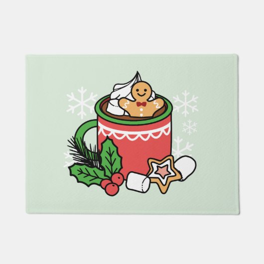 Warm Up Met Sneeuw Herfst Cacao Oproepen - Winter Deurmat (Voorkant)