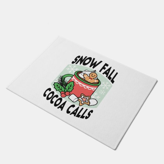 Warm Up Met Sneeuw Herfst Cacao Oproepen - Winter  Deurmat (Schuin)