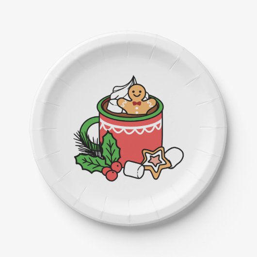 Warm Up Met Sneeuw Herfst Cacao Oproepen - Winter  Papieren Bordje (Voorkant)