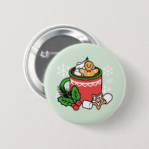 Warm Up Met Sneeuw Herfst Cacao Oproepen - Winter Ronde Button 5,7 Cm