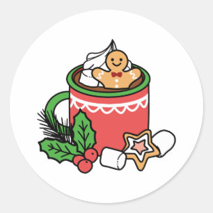 Warm Up Met Sneeuw Herfst Cacao Oproepen - Winter Ronde Sticker