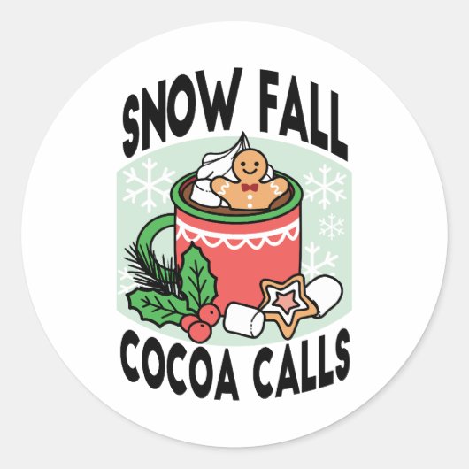 Warm Up Met Sneeuw Herfst Cacao Oproepen - Winter  Ronde Sticker (Voorkant)