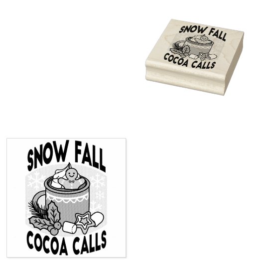 Warm Up Met Sneeuw Herfst Cacao Oproepen - Winter  Rubberstempel (Gestempeld)