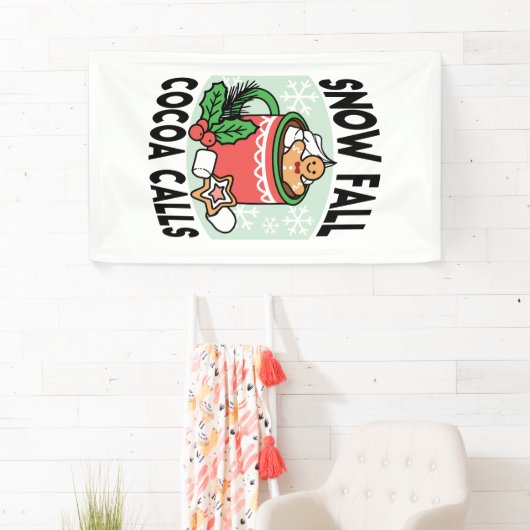 Warm Up Met Sneeuw Herfst Cacao Oproepen - Winter  Spandoek (Insitu)